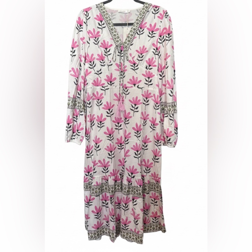 Long Sleeve Boho Floral Maxi Dress | Size M